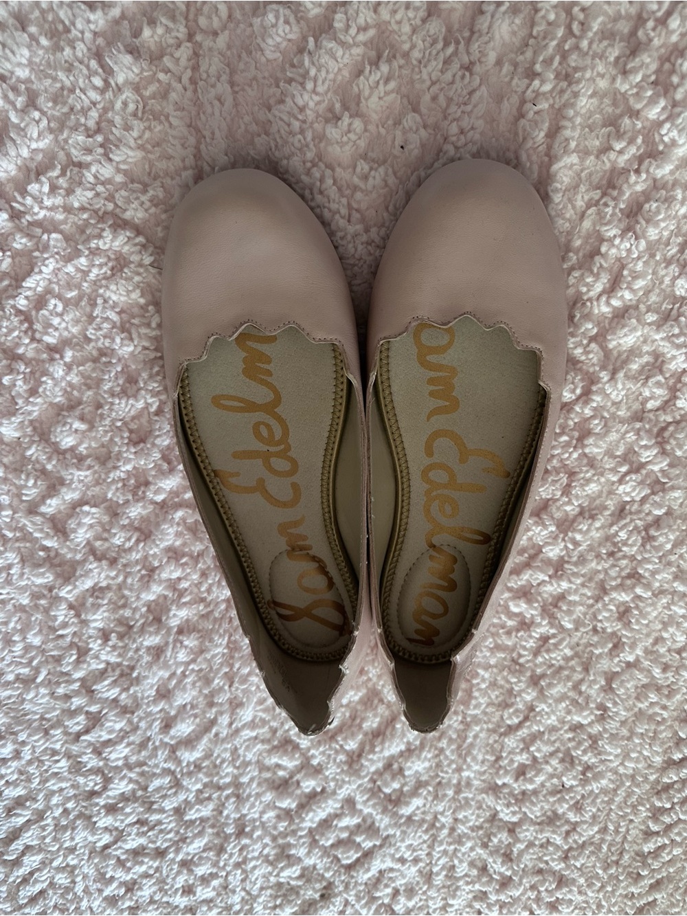 Sam Edelman Blush Pink Scalloped Leather Flats
